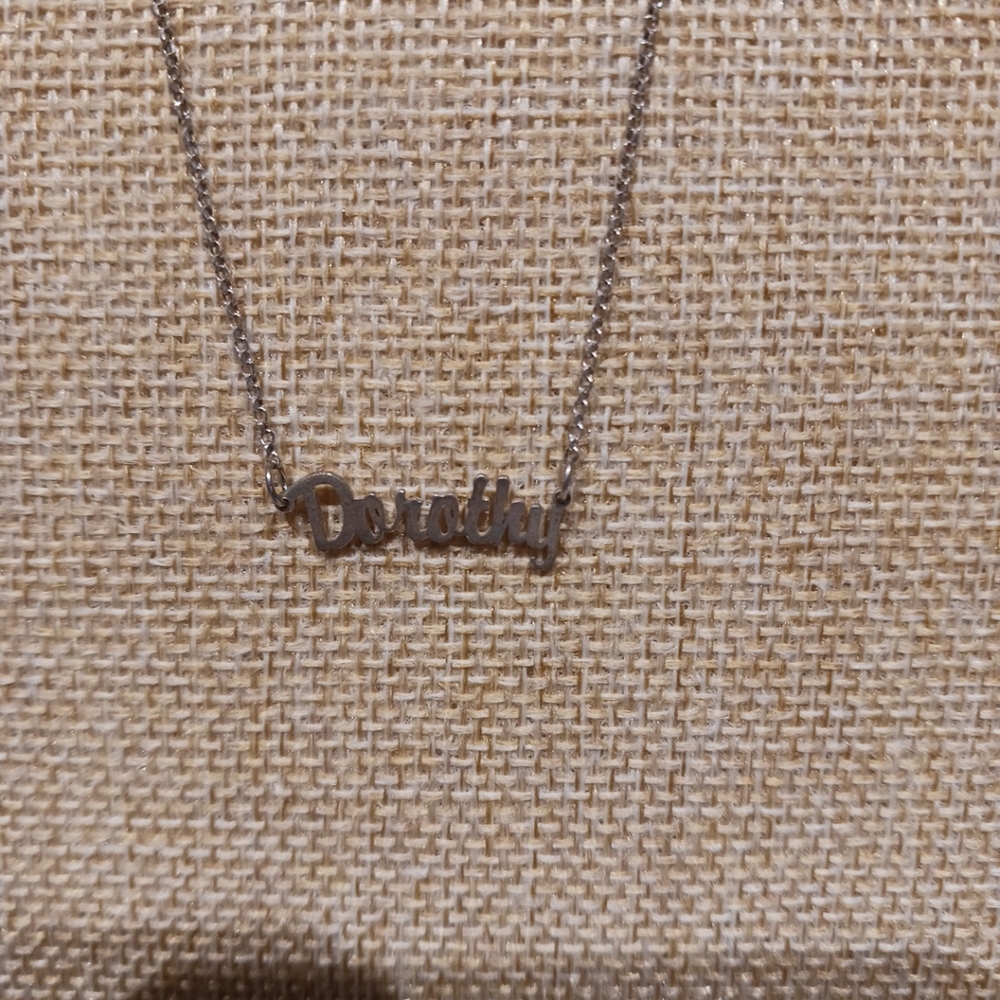 Vintage Marked 925CN 18in Signed "M" Dainty Sterling Silver "Dorothy" Nameplate.
